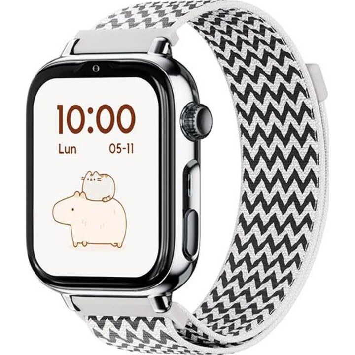 SaveWatch Plus 2 Smartwatch with Calls and GPS / Savefamily / 680 mAh / NanoSIM / Fabric / Silver / Zig Zag