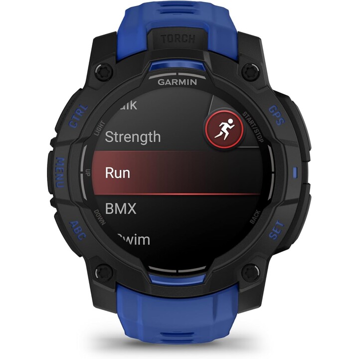 Garmin Instinct 3 AMOLED 45 mm Preto com Correia Azul