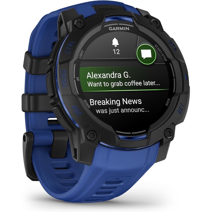 Garmin Instinct 3 AMOLED 45 mm Preto com Correia Azul