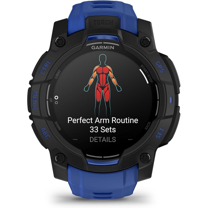 Garmin Instinct 3 AMOLED 45 mm Preto com Correia Azul