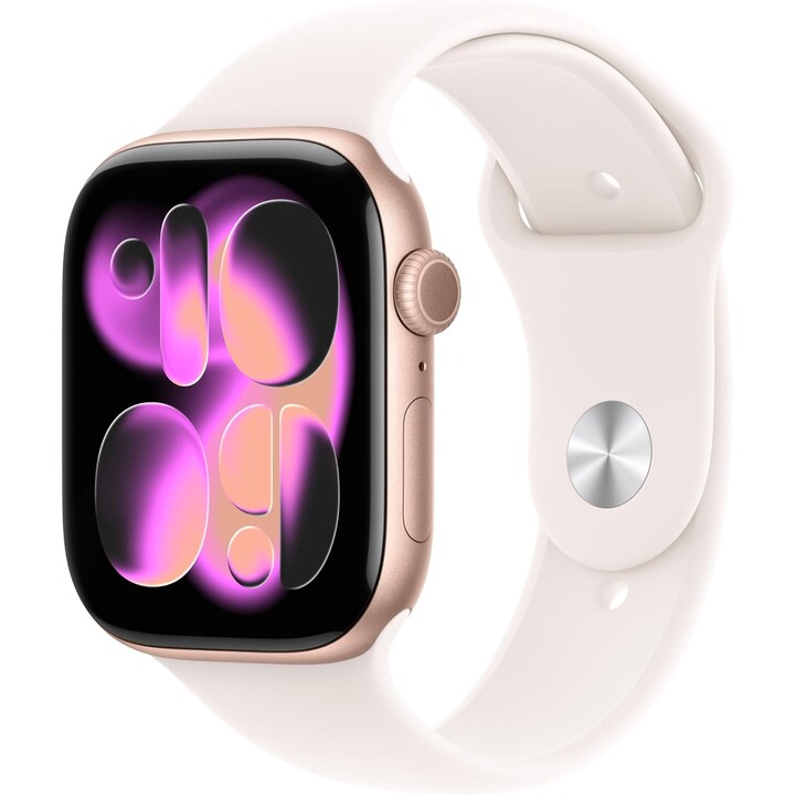 Apple Watch Series 11 GPS Cellular 46mm Caja de aluminio en oro rosa con correa deportiva rubor claro S/M