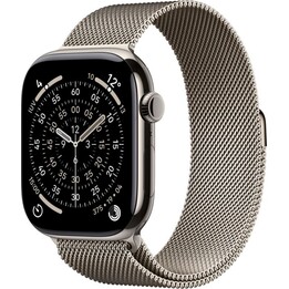 Apple Watch Series 11 GPS Cellular 46mm Caja de titanio natural con correa Milanese Loop natural M/L