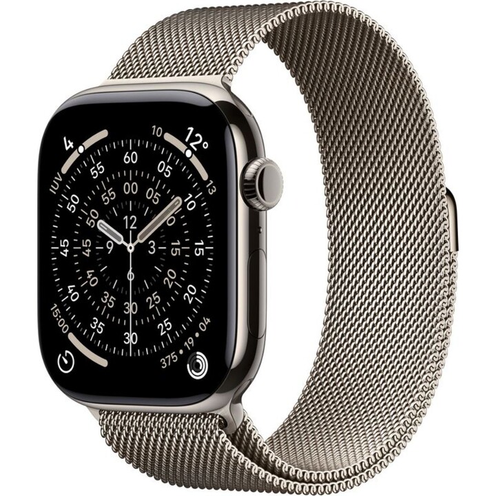 Apple Watch Series 11 GPS Cellular 46mm Caja de titanio natural con correa Milanese Loop natural M/L
