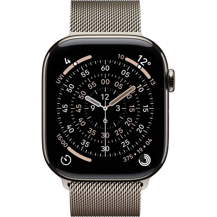 Apple Watch Series 11 GPS Cellular 46mm Caja de titanio natural con correa Milanese Loop natural M/L