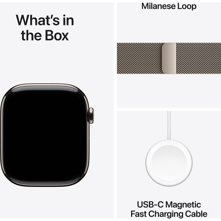 Apple Watch Series 11 GPS Cellular 46mm Caja de titanio natural con correa Milanese Loop natural M/L