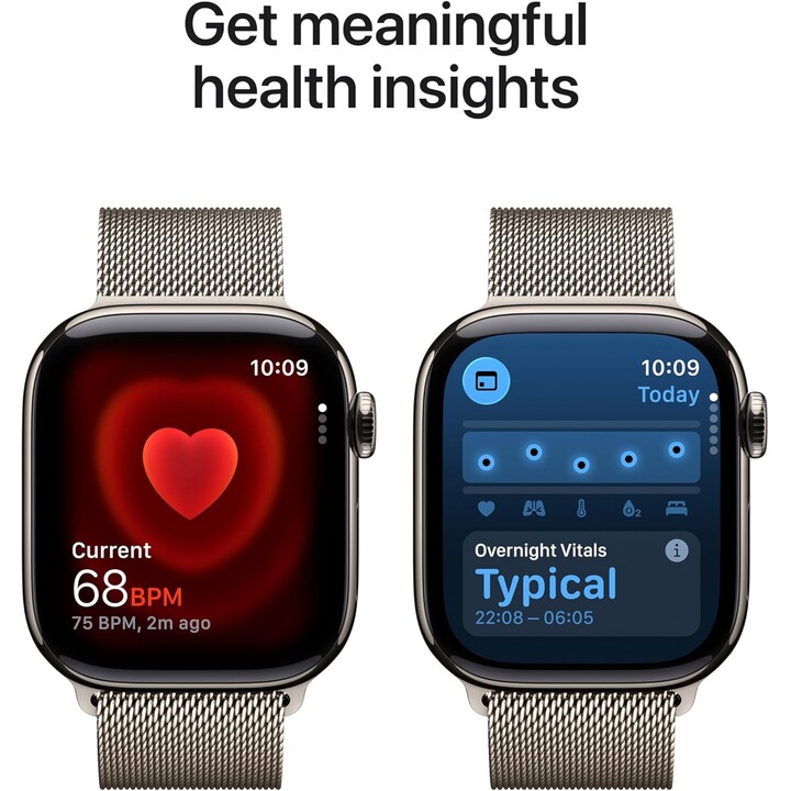Apple Watch Series 11 GPS Cellular 46mm Caja de titanio natural con correa Milanese Loop natural M/L