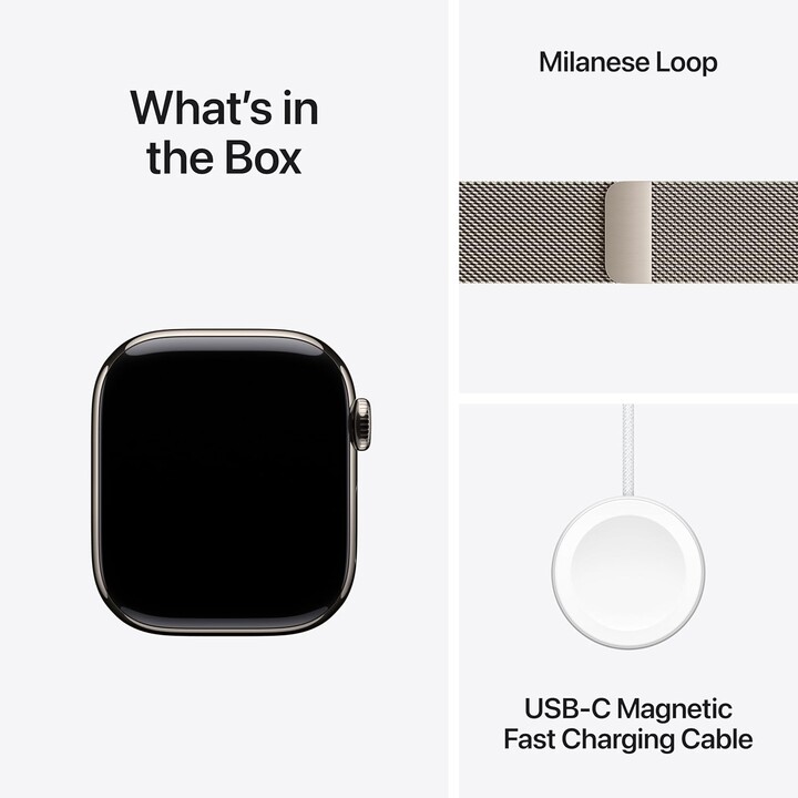 Apple Watch Series 11 GPS Cellular 46mm Caja de titanio natural con correa Milanese Loop natural M/L