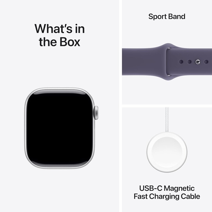 Apple Watch Series 11 GPS Cellular 42mm Silver Aluminum Case with Lilac Mist Sport Band S/M