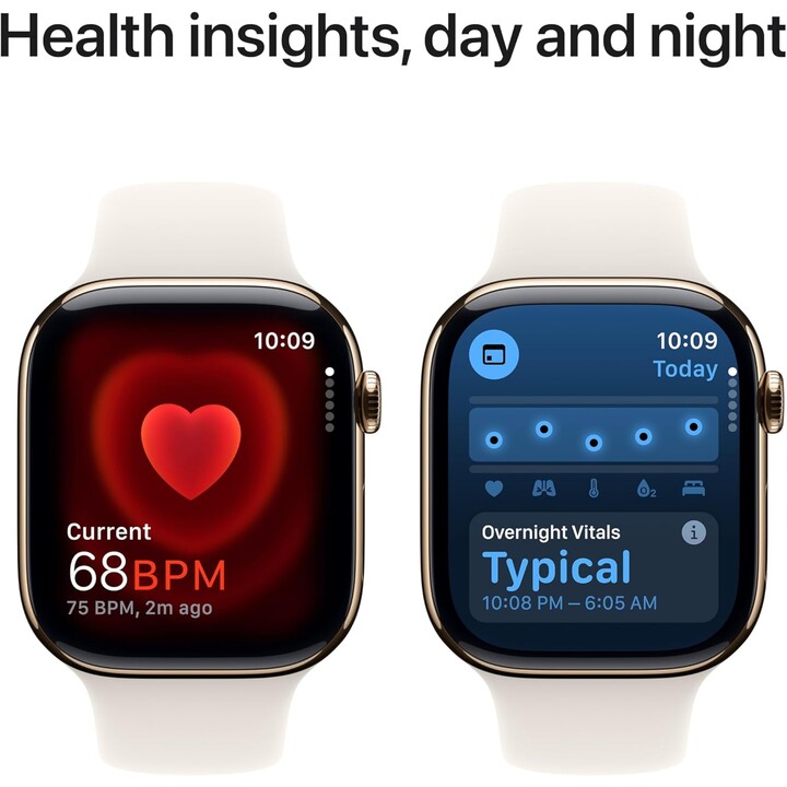 Apple Watch Series 11 GPS Cellular 46mm Caja de titanio dorada con banda deportiva rosa rubor M/L