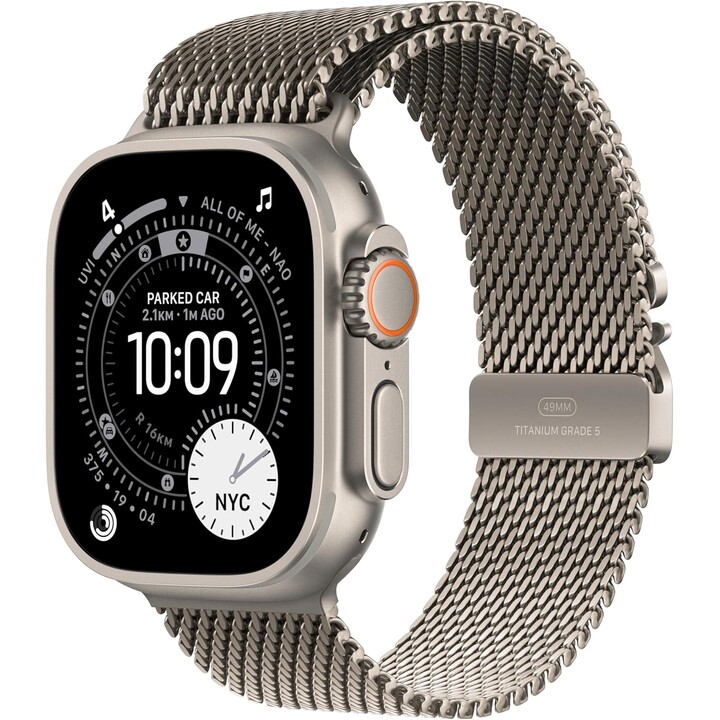 Apple Watch Ultra 3 GPS Cellular Cassa in titanio naturale da 49 mm con bracciale ad anello milanese - Taglia S