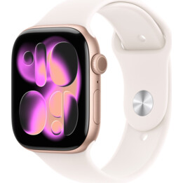 Apple Watch Series 11 GPS Cellular 46mm Caja de aluminio en oro rosa con correa deportiva rosa rubor - Talla M/L