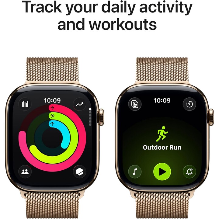 Apple Watch Series 11 GPS Cellular 46mm Caja de titanio dorado y correa milanesa dorada - Talla M/L