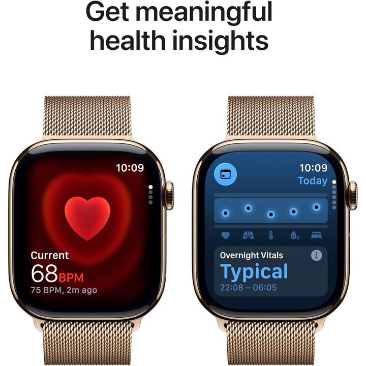 Apple Watch Series 11 GPS Cellular 46mm Caja de titanio dorado y correa milanesa dorada - Talla M/L