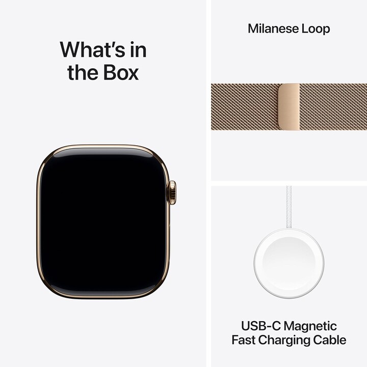 Apple Watch Series 11 GPS Cellular 46mm Caja de titanio dorado y correa milanesa dorada - Talla M/L