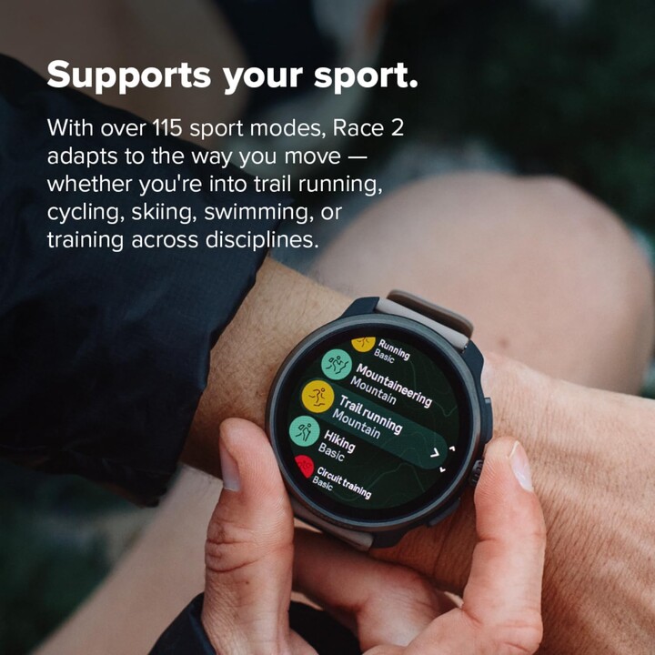 SUUNTO Race 2 Reloj deportivo con GPS, brillante pantalla táctil AMOLED de 1,5 pulgadas, diseño más elegante y ligero, 115+ modo