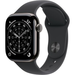 Apple Watch Series 11 GPS Cellular Cassa da 42 mm Titanio Nero con cinturino Sport Nero Ardesia - Taglia S/M