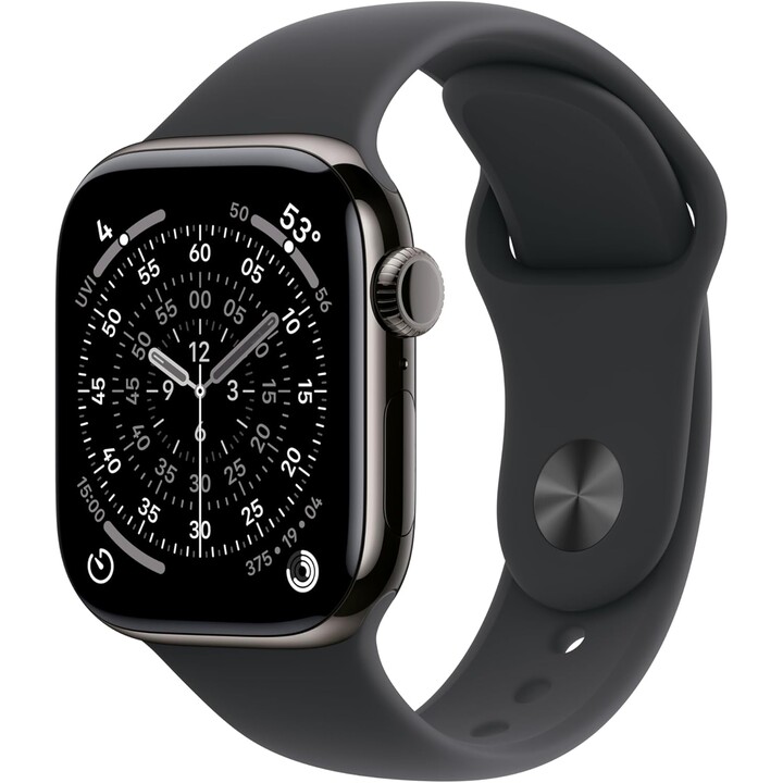 Apple Watch Series 11 GPS Cellular 42mm Case Titanium Black with Slate Black Sport Band - Size S/M