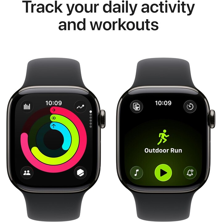 Apple Watch Series 11 GPS Cellular 42mm Case Titanium Black with Slate Black Sport Band - Size S/M