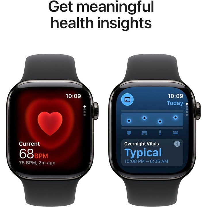 Apple Watch Series 11 GPS Cellular 42mm Case Titanium Black with Slate Black Sport Band - Size S/M