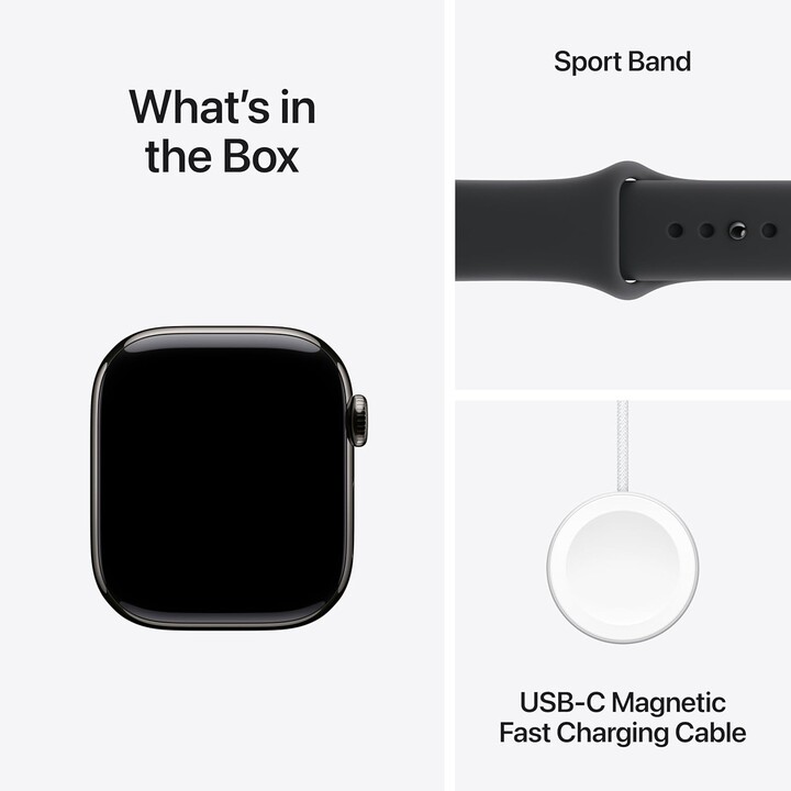 Apple Watch Series 11 GPS Cellular 42mm Case Titanium Black with Slate Black Sport Band - Size S/M