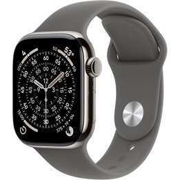 Apple Watch Series 11 GPS Cellular 42 mm caixa de titânio natural com pulseira esportiva cinza pedra M/L
