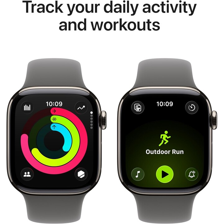 Apple Watch Series 11 GPS Cellular 42 mm caixa de titânio natural com pulseira esportiva cinza pedra M/L