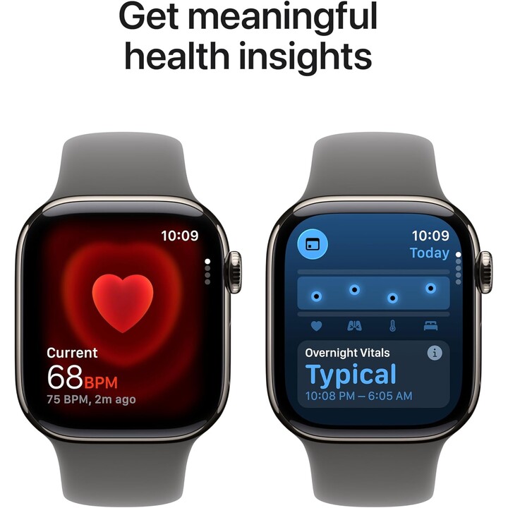 Apple Watch Series 11 GPS Cellular 42 mm caixa de titânio natural com pulseira esportiva cinza pedra M/L