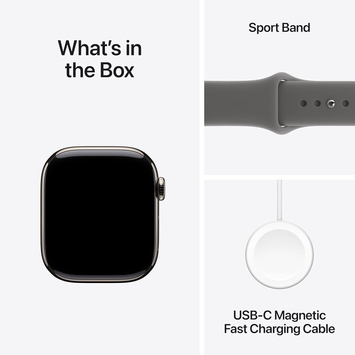 Apple Watch Series 11 GPS Cellular 42 mm caixa de titânio natural com pulseira esportiva cinza pedra M/L