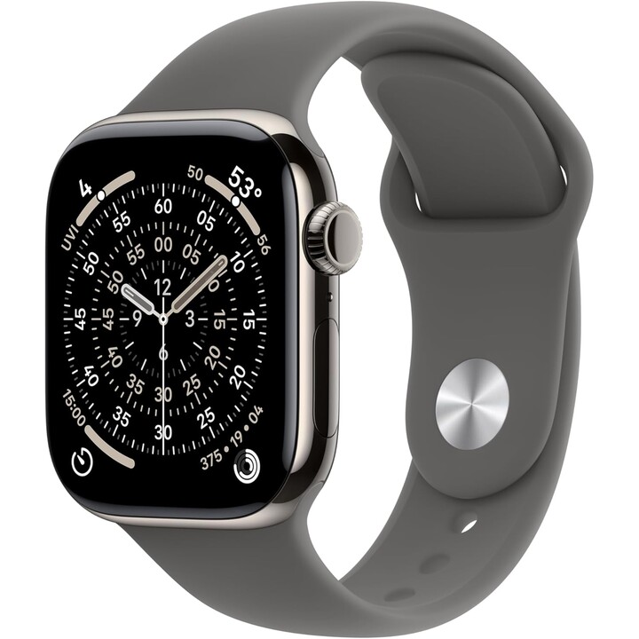 Apple Watch Series 11 GPS Cellular 46mm Caja de titanio natural con correa deportiva gris piedra M/L
