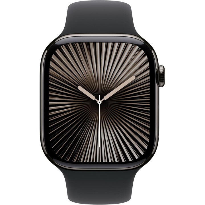 Apple Watch Series 11 GPS Celular 46 mm Caixa de titânio preto ardósia com pulseira esportiva preta - tamanho S/M