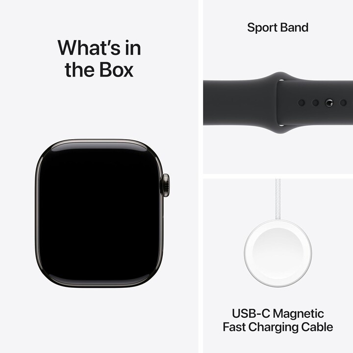 Apple Watch Series 11 GPS Celular 46 mm Caixa de titânio preto ardósia com pulseira esportiva preta - tamanho S/M
