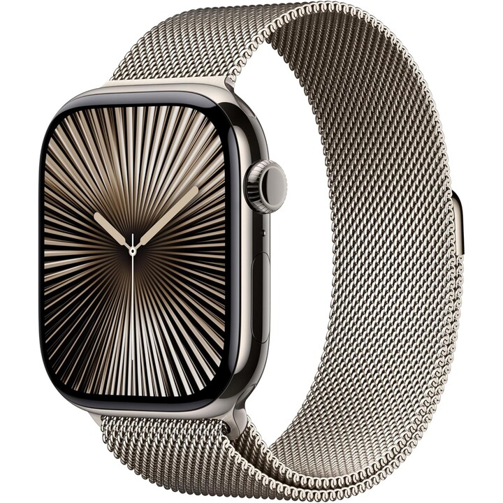 Apple Watch Series 11 GPS Celular 46mm Caixa de titânio natural com alça milanesa natural S/M