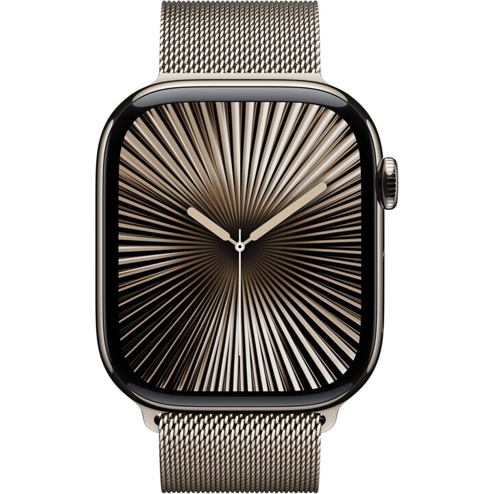 Apple Watch Series 11 GPS Celular 46mm Caixa de titânio natural com alça milanesa natural S/M