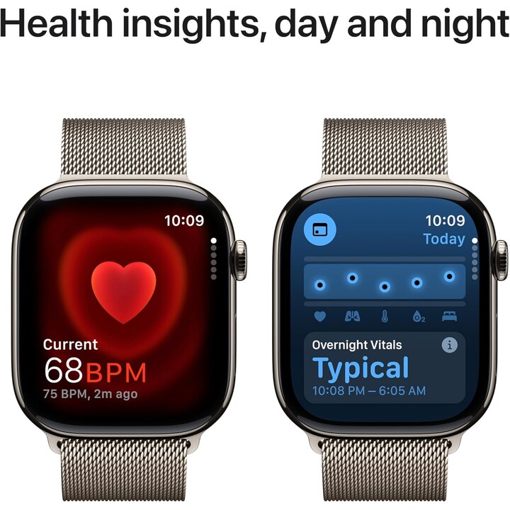 Apple Watch Series 11 GPS Celular 46mm Caixa de titânio natural com alça milanesa natural S/M