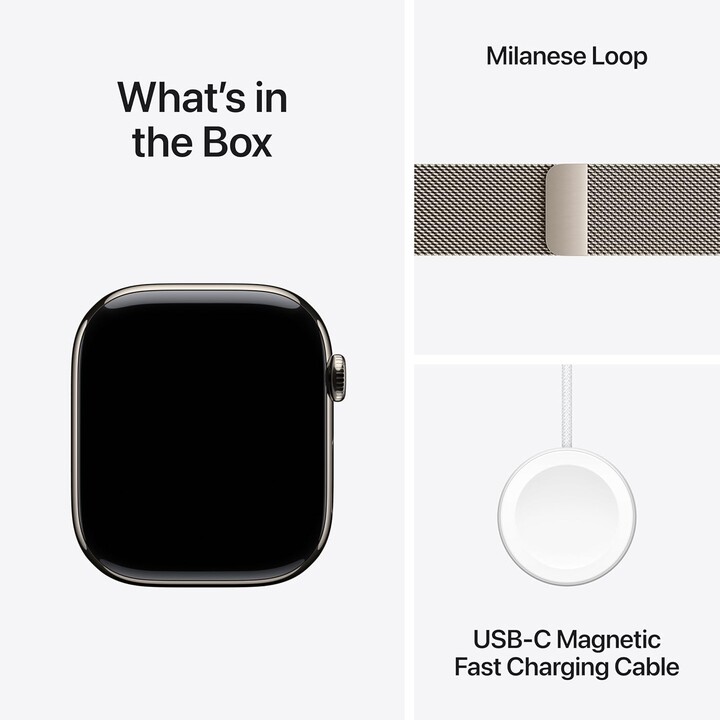 Apple Watch Series 11 GPS Celular 46mm Caixa de titânio natural com alça milanesa natural S/M