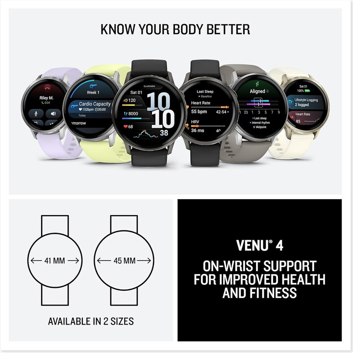 Garmin Venu 4 41mm WiFi GPS Plata con Correa de Silicona Bígaro