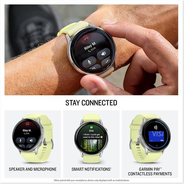 Garmin Venu 4 45 mm WiFi GPS Silber mit zitronenfarbenem Silikonband