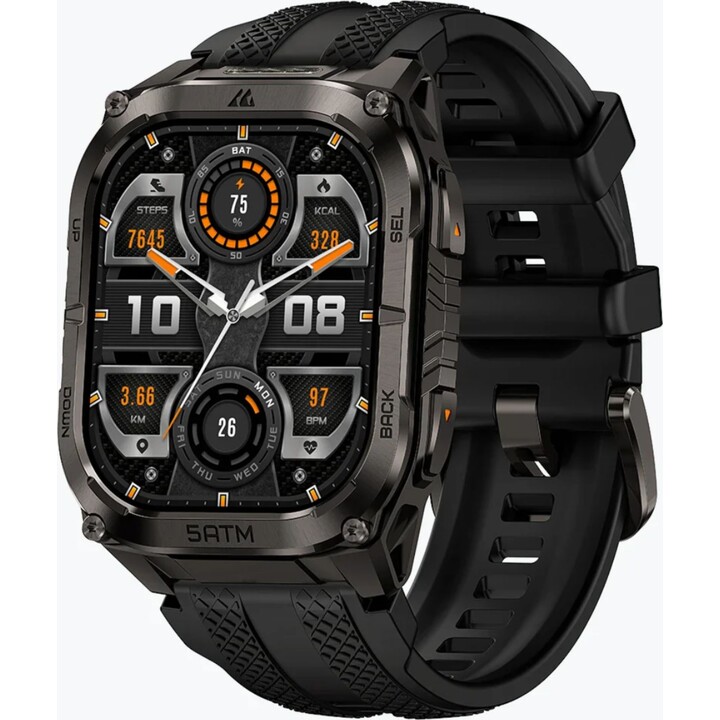 Kospet Tank M4C Black with black strap with dual-band GPS Military-grade durability - Smartwatch