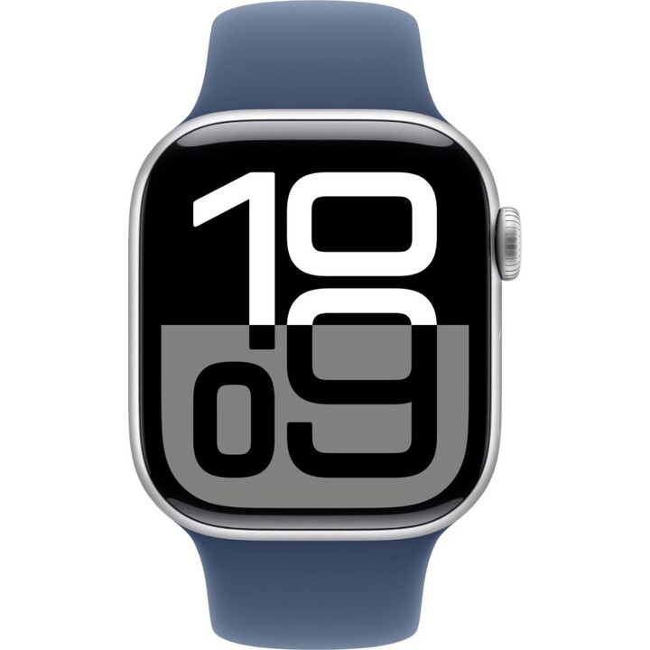 Apple Watch Series 10 GPS 42mm Caja de aluminio en plata con correa deportiva denim Talla S/M