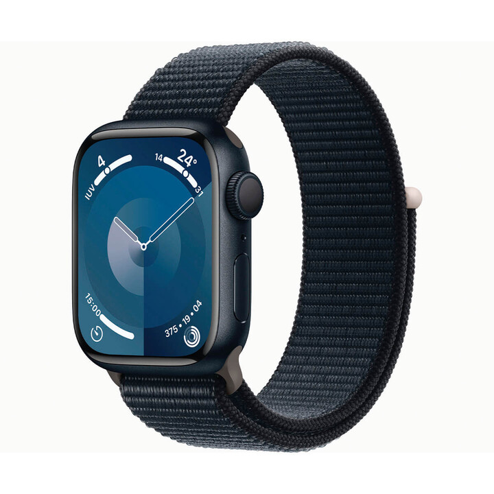 Apple Watch Series 9 GPS + Cellular 45 mm en aluminium avec bracelet Sport Loop noir minuit MRMF3QL/A