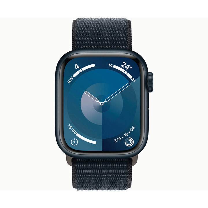 Apple Watch Series 9 GPS + Cellular 45 mm en aluminium avec bracelet Sport Loop noir minuit MRMF3QL/A