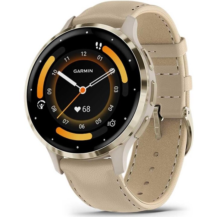 Garmin Venu 3S Soft Francés Gris Oro con Correa de Piel