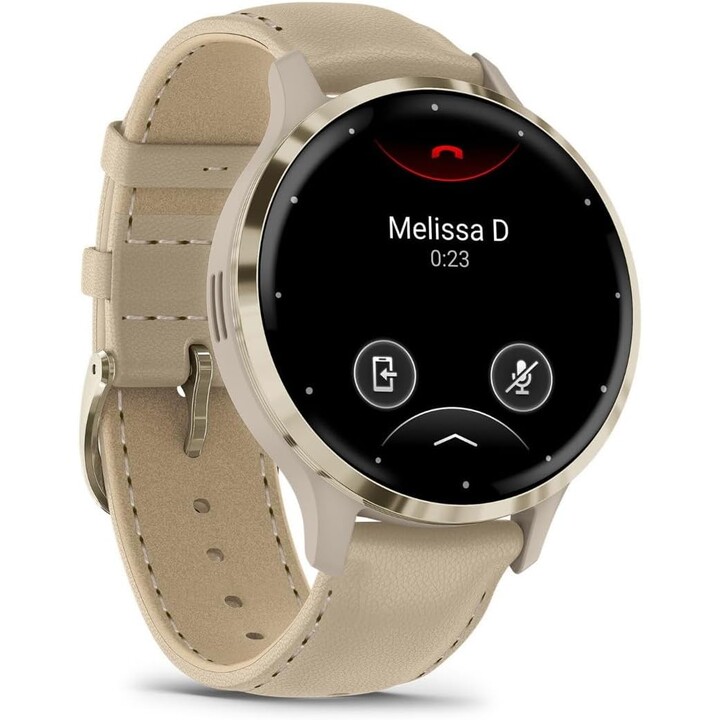 Garmin Venu 3S Soft Francés Gris Oro con Correa de Piel