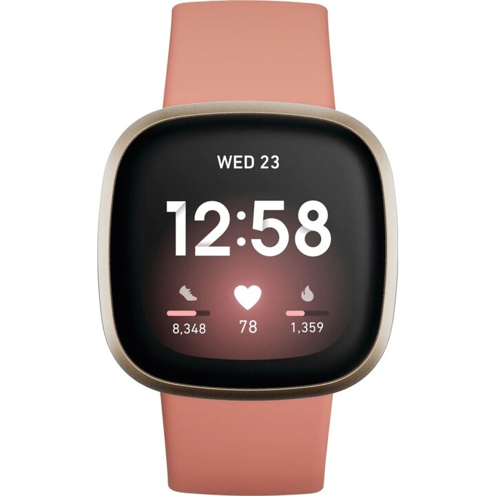 Fitbit Versa 3 Aluminio Dorado y Correa Rosa