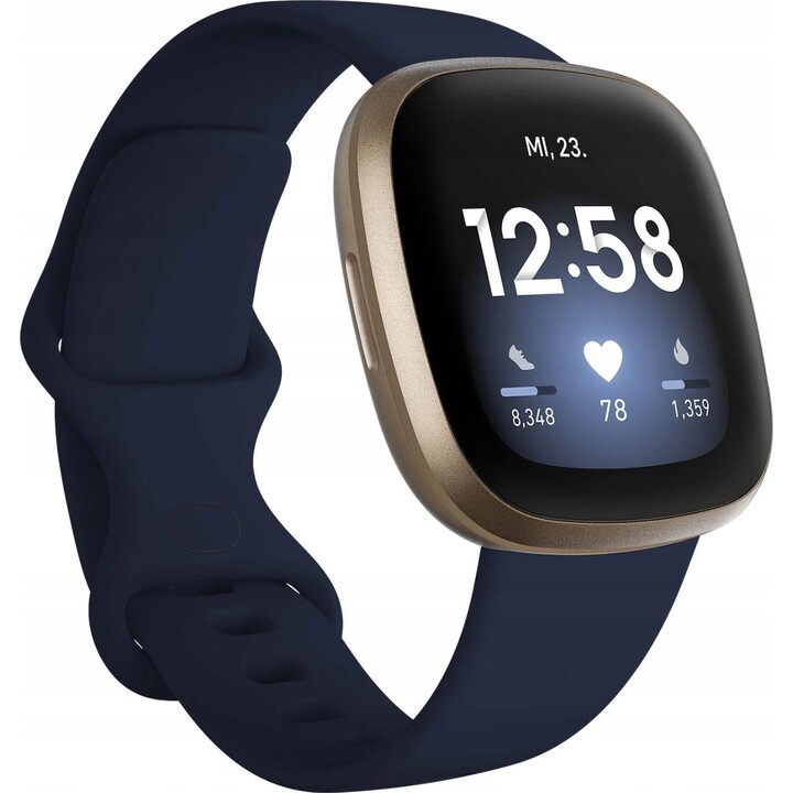Fitbit Versa 3 Gold Aluminum and Midnight Blue Strap