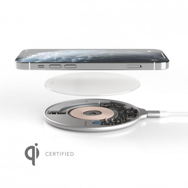 Aura - La plataforma de carga inalámbrica (cable USB-C a USB-A incluido) - Vidrio acrílico Plata