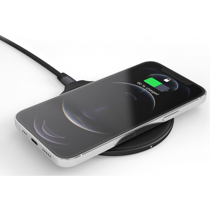 Aura - La almohadilla de carga inalámbrica (cable USB-C a USB-A incluido) - Cuero sintético negro