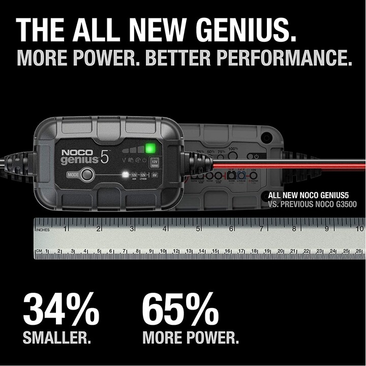 NOCO GENIUS5 Cargador de baterías de 5A para baterías de 6V/12V con función de mantenimiento y desulfuración