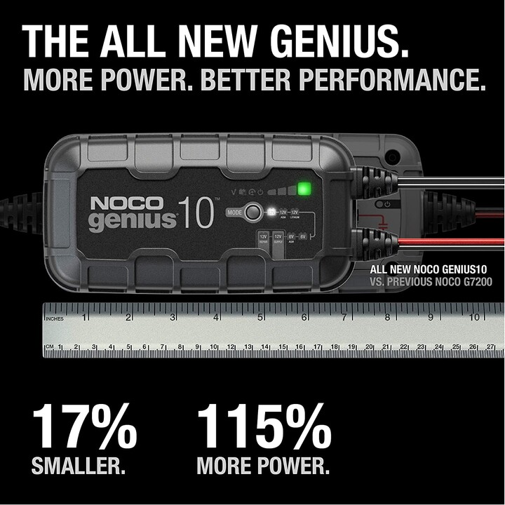 NOCO GENIUS10 EU Cargador de baterías de 10A para baterías de 6V/12V con función de mantenimiento y desulfuración