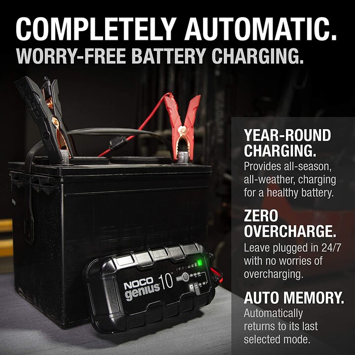NOCO GENIUS10 EU Cargador de baterías de 10A para baterías de 6V/12V con función de mantenimiento y desulfuración